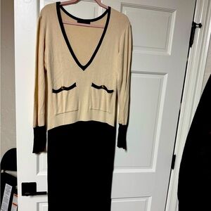 long two-tone dress with side slits